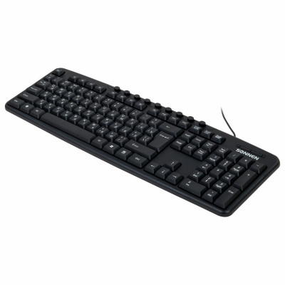 Изображение: Клавиатура проводная SONNEN KB-8137, USB, 104 клавиши + 9 дополнительных, мультимедийная, черная, 512652