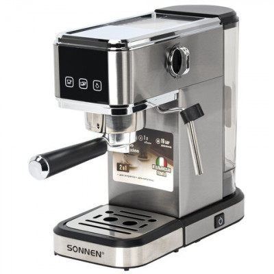 Кофеварка рожковая SONNEN CM-2033, ручной капучинатор, сенсор, 1 л, 1350 Вт, 19 бар, 457883 Кофеварка рожковая SONNEN CM-2033, ручной капучинатор, сенсор, 1 л, 1350 Вт, 19 бар, 457883