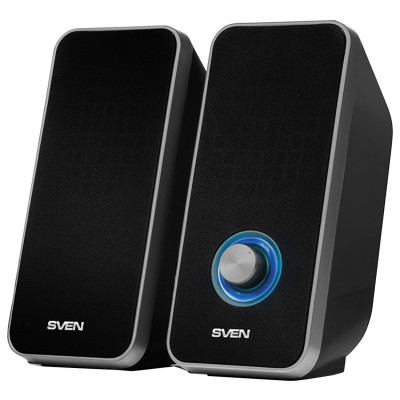 Изображение: Колонки компьютерные SVEN 325, 2.0, 2х3 Вт, пластик, черные, SV-014643