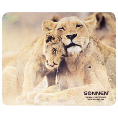 Изображение: Коврик для мыши SONNEN "LIONS", резина + ткань, 220х180х3 мм, 513310