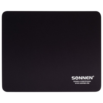 Изображение: Коврик для мыши SONNEN "BLACK", резина + ткань, 220х180х3 мм, 513309