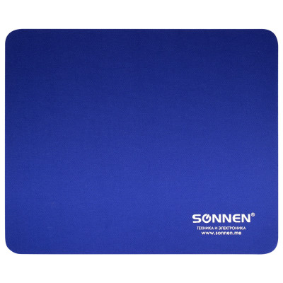 Изображение: Коврик для мыши SONNEN "BLUE", резина + ткань, 220х180х3 мм, 513308