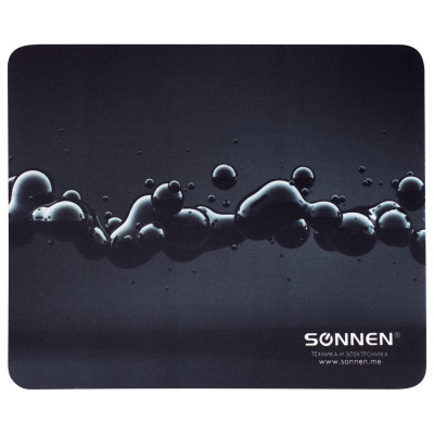 Изображение: Коврик для мыши SONNEN "DROPS", резина + ткань, 220х180х3 мм, 513290