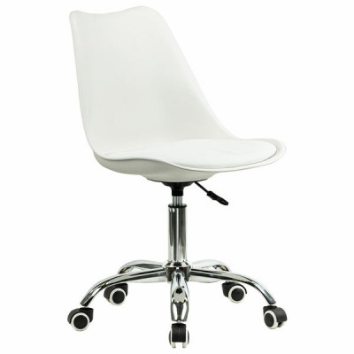 Изображение: Кресло стул BRABIX "Eames MG-310 CH", хром, пластик белый, экокожа белая, 532923