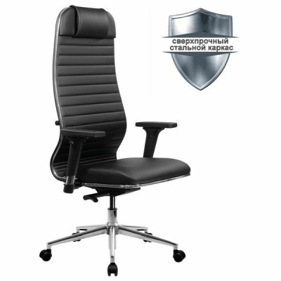 Изображение: Кресло МЕТТА "ErgoLife" 10 B1-117D, хром, синхромеханизм, 2D-подлокотники, экокожа, черное