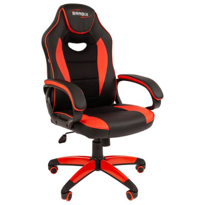 Кресло компьютерное BRABIX "Blaze GM-162", TW/экокожа, черное/красное, 532580 Кресло компьютерное BRABIX "Blaze GM-162", TW/экокожа, черное/красное, 532580