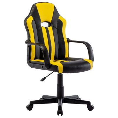 Изображение: Кресло компьютерное BRABIX "Stripe GM-202", экокожа, черное/желтое, 532510