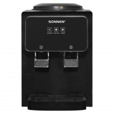 Кулер для воды SONNEN TSE-02FBP, настольный, НАГРЕВ/ОХЛАЖДЕНИЕ ЭЛЕКТРОННОЕ, 2 крана, антрацит, 455750