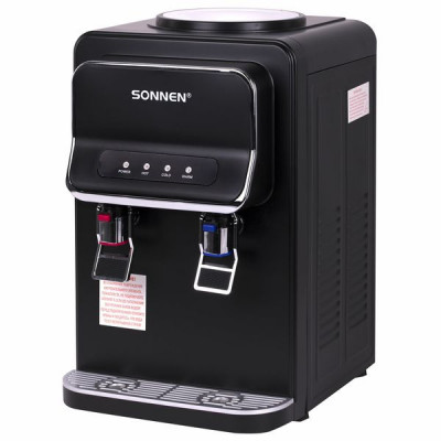 Изображение: Кулер для воды SONNEN TSE-02WB, настольный, НАГРЕВ/ОХЛАЖДЕНИЕ ЭЛЕКТРОННОЕ, 2 крана, черный, 456174