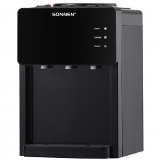 Кулер для воды SONNEN TSE-03BP, настольный, НАГРЕВ/ОХЛАЖДЕНИЕ ЭЛЕКТРОННОЕ, 3 крана, антрацит, 455752