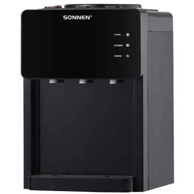 Изображение: Кулер для воды SONNEN TSE-03BP, настольный, НАГРЕВ/ОХЛАЖДЕНИЕ ЭЛЕКТРОННОЕ, 3 крана, антрацит, 455752