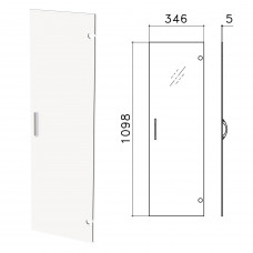 Дверь СТЕКЛО, средняя, "Канц", 346х5х1098 мм, БЕЗ ФУРНИТУРЫ, ДК35
