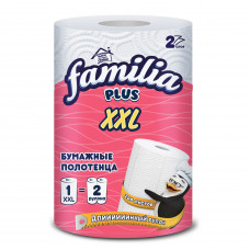Полотенце бумажное двухслойное 25 метров, FAMILIA "XXL", отрыв 1/2 листа, 100% целлюлоза, 5084121