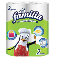 Полотенца бумажные двухслойные, 2 рулона (2 х 9,6 метра), FAMILIA "Радуга", отрыв 1/2 листа, 5070609
