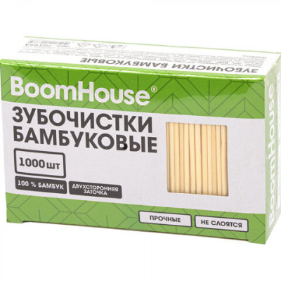 Изображение: Зубочистки бамбуковые 1000 шт. в коробке, BOOMHOUSE (БУМХАУС), 701956