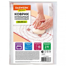 Коврик силиконовый для раскатки/запекания 30х40 см, красный, DASWERK, 608424