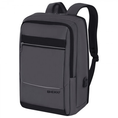 Изображение: Рюкзак HEIKKI ELECT (ХЕЙКИ) универсальный, отделение для ноутбука, USB-порт, серый, 44х30х16 см, 273863