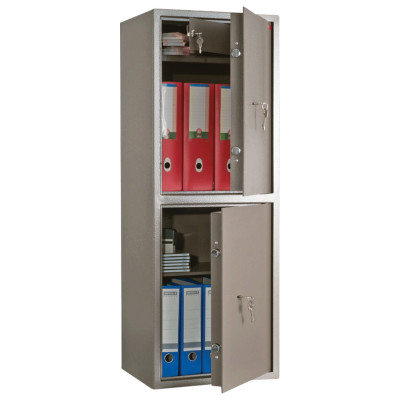 Изображение: Сейф AIKO "ТМ-120/2Т", 1200х440х355 мм, 51 кг, 2 отделения, ключевые замки, трейзер, 2 полки