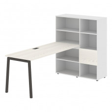 Стол-стеллаж EDIS L ELRST 1117, ясень траун/мокко, 2190х1120х1355 мм