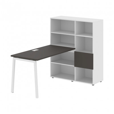 Изображение: Стол-стеллаж EDIS L ELRST 1113, мокко/белый, 1790х1120х1355 мм