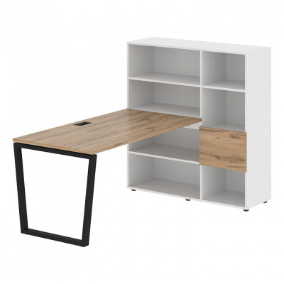 Изображение: Стол-стеллаж EDIS V EVRST 1215, дуб денвер светлый/черный, 1990х1250х1355 мм