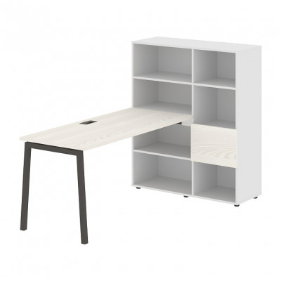 Изображение: Стол-стеллаж EDIS L ELRST 1115, ясень траун/мокко, 1990х1120х1355 мм