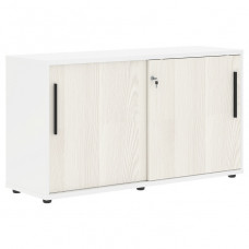 Шкаф низкий EDIS ELC 1343, ясень траун/черный/белый, 1346х430х750 мм