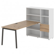 Стол-стеллаж EDIS L ELRST 1217, дуб денвер светлый/мокко, 2190х1250х1355 мм