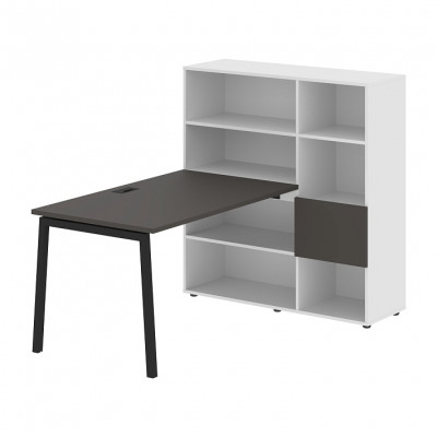 Изображение: Стол-стеллаж EDIS L ELWST 1213, мокко/черный, 1790х1250х1355 мм