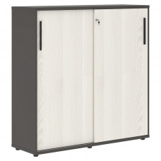 Шкаф средний EDIS EMC 1343, ясень траун/черный/мокко, 1346х430х1355 мм