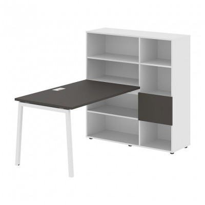 Изображение: Стол-стеллаж EDIS L ELRST 1213, мокко/белый, 1790х1250х1355 мм