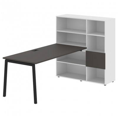 Изображение: Стол-стеллаж EDIS L ELWST 1217, мокко/черный, 1790х1250х1355 мм