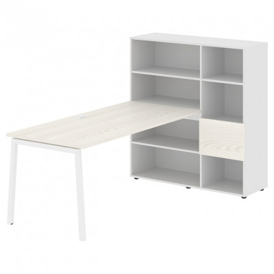 Изображение: Стол-стеллаж EDIS L ELRST 1217, ясень траун/белый, 2190х1250х1355 мм