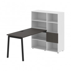 Стол-стеллаж EDIS L ELRST 1113, мокко/черный, 1790х1120х1355 мм