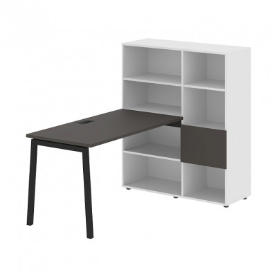 Изображение: Стол-стеллаж EDIS L ELRST 1113, мокко/черный, 1790х1120х1355 мм