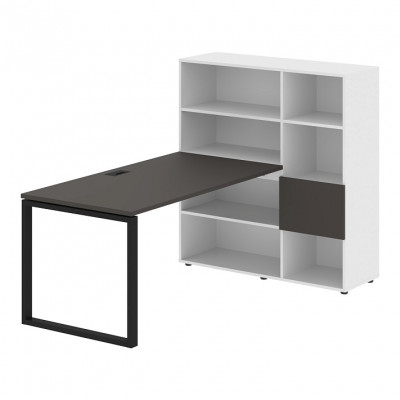 Изображение: Стол-стеллаж EDIS Q EQRST 1215, мокко/черный, 1990х1250х1355 мм