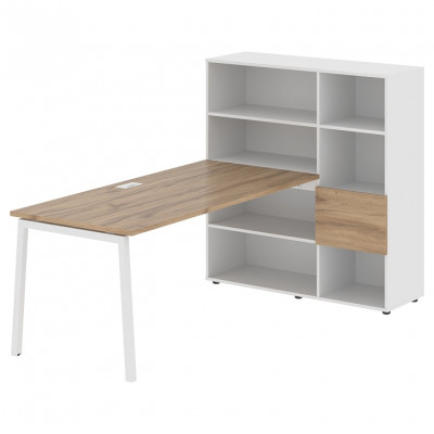 Изображение: Стол-стеллаж EDIS L ELRST 1217, дуб денвер светлый/белый, 2190х1250х1355 мм