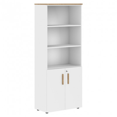 Изображение: Шкаф-стеллаж FORTA FHC 80.5(Z), белый/дуб гамильтон, 802х429х1983 мм
