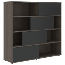 Шкаф с дверьми купе VELION VMCS 1615, яшма черный/дуб сильвер, 1600х450х1517 мм