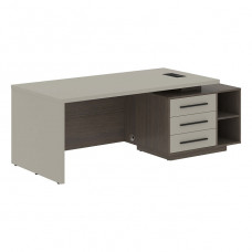 Стол руководителя с тумбой VELION VCT 2190(R), правый, аметист/дуб сильвер , 2100х900х750 мм