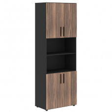 Шкаф-стеллаж высокий VELION VENEER VRHCS 80.4, американский орех/яшма черный, 800х430х2253 мм