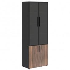 Шкаф комбинированный высокий VELION VENEER VRHCS 80.2, американский орех/яшма черный, 800х430х2253 мм