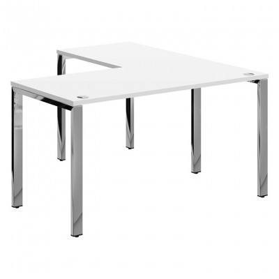 Изображение: Стол угловой XTEN GLOSS 140х150, Белый/Нержавеющая сталь