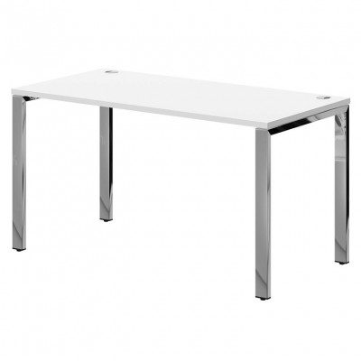 Изображение: Стол прямой XTEN GLOSS 140х70, Белый/Нержавеющая сталь