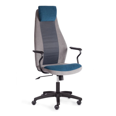 Изображение: Кресло Tetchair AVIATOR флок, ткань, синий/серый/серый, 32/29/W-12