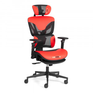 Кресло Tetchair KingCobra экокожа / сетка, черный / красный, 70х70х125 см