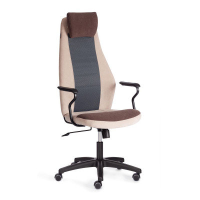 Изображение: Кресло Tetchair AVIATOR флок, ткань, коричневый/бежевый/серый, 6/7/W-12