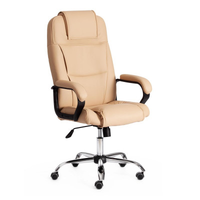 Изображение: Кресло Tetchair BERGAMO хром (22) экокожа, бежевый, 36-34