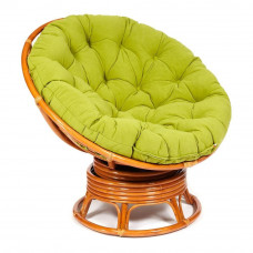 Кресло-качалка PAPASAN/ПАПАСАН w 23/01 B /с подушкой/ 115х78х104см, Cognac (коньяк), флок Олива, 23