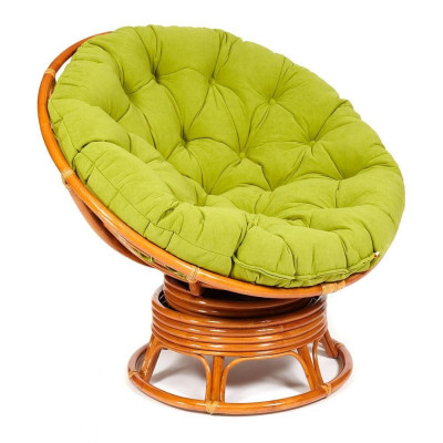 Изображение: Кресло-качалка PAPASAN/ПАПАСАН w 23/01 B /с подушкой/ 115х78х104см, Cognac (коньяк), флок Олива, 23
